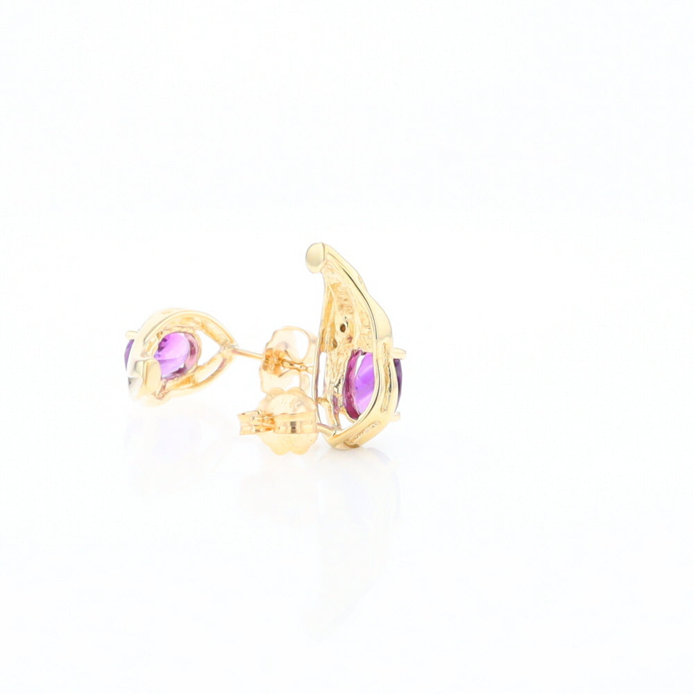 Amethyst and Diamond Pear Shaped Earrings