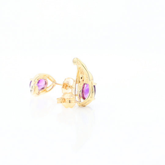 Amethyst and Diamond Pear Shaped Earrings