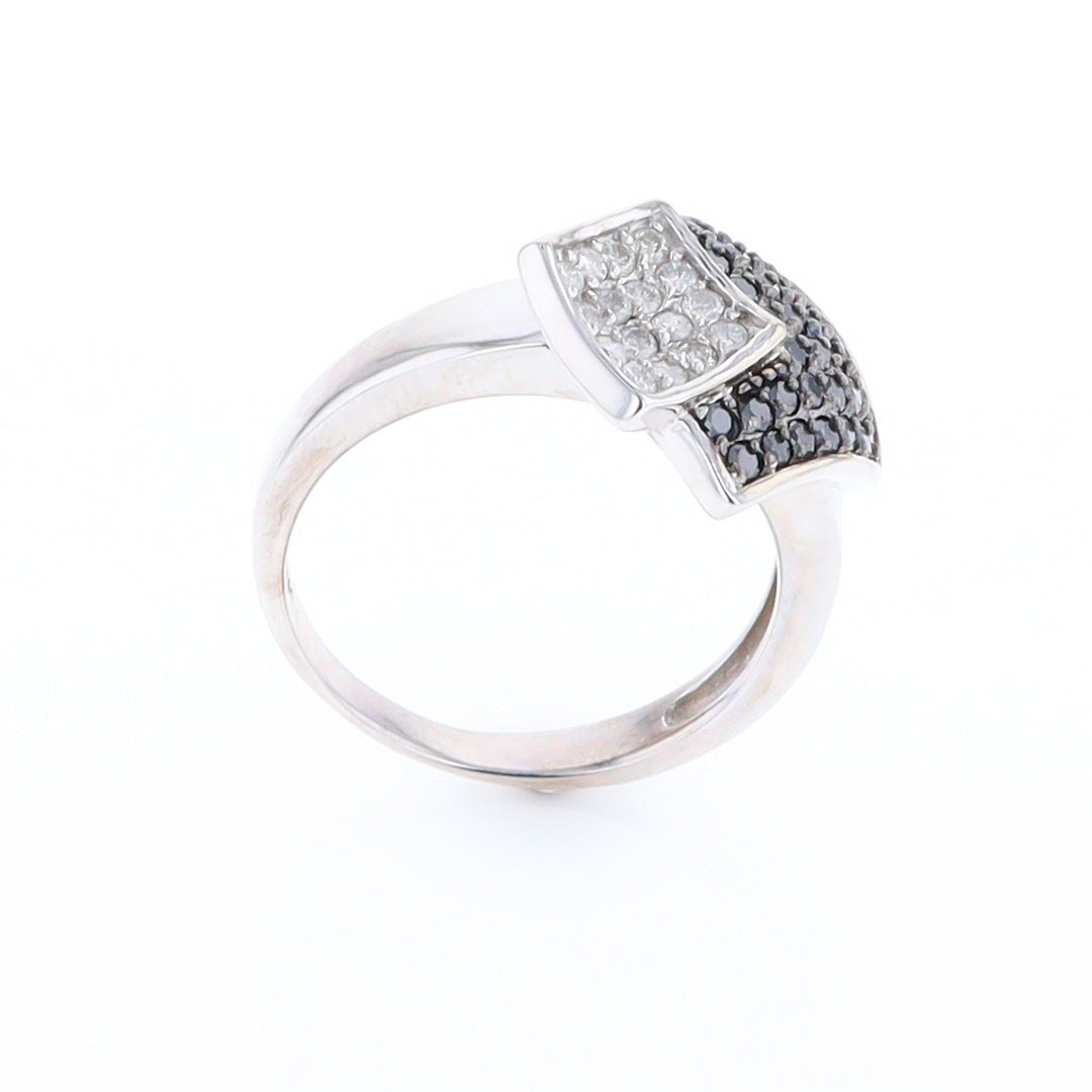 Double Pavé Black and White Diamond Ring