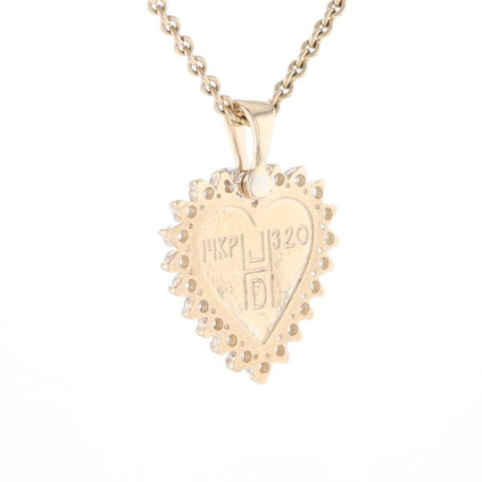 Gold Quartz Heart Shape Inlaid .55Ctw Diamond Pendant