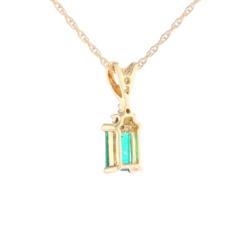 Synthetic Emerald Pendant with Diamond Accents