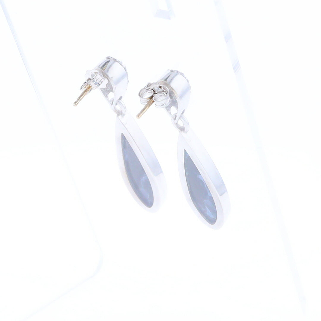 Natural Pietersite Inlaid Teardrop 0.22ctw Diamond Earrings