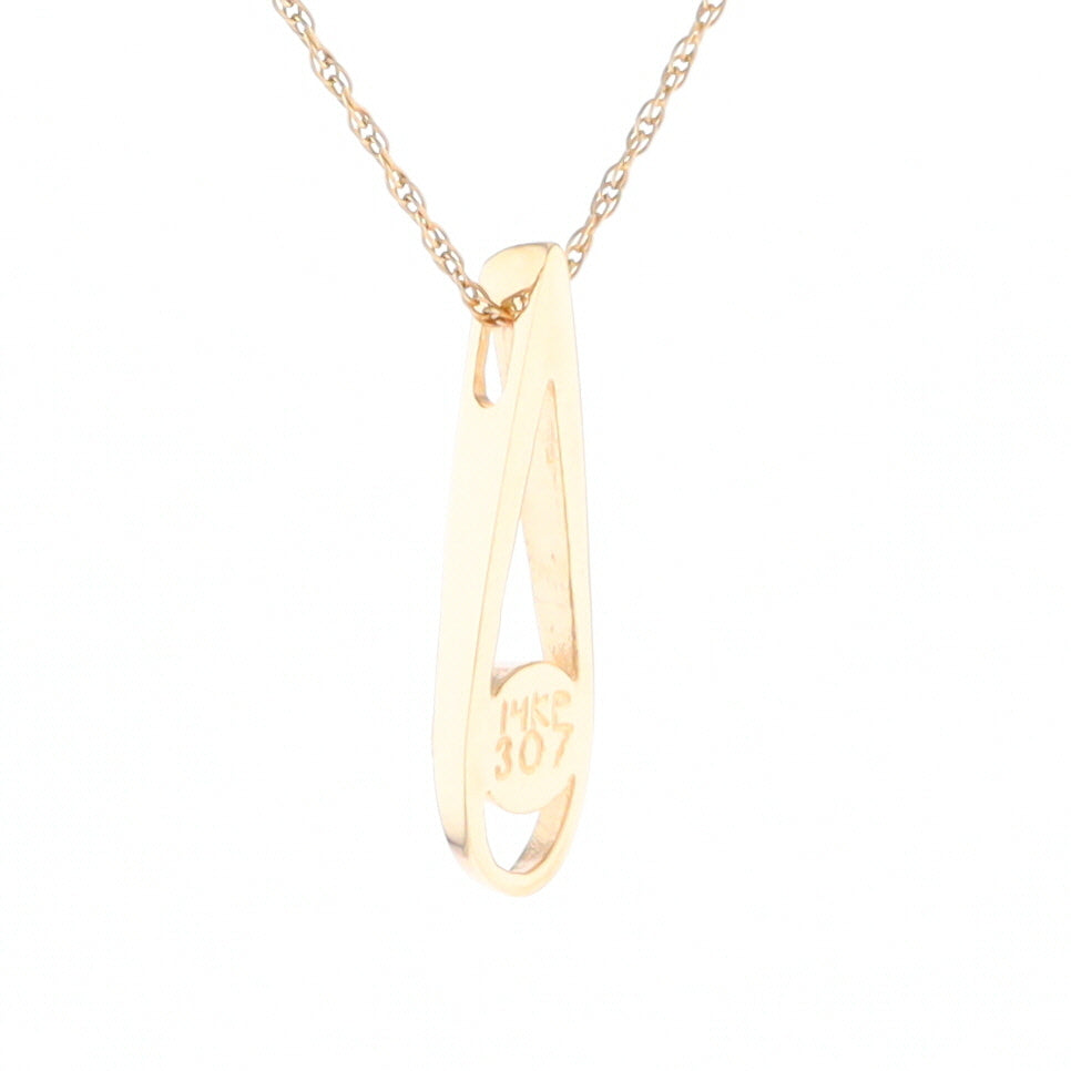 Open Teardrop Round Gold Quartz Inlaid Pendant