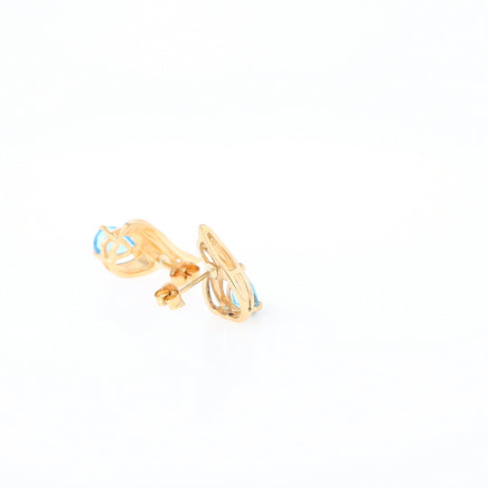 Blue Topaz Swirl Pear Stud Earrings