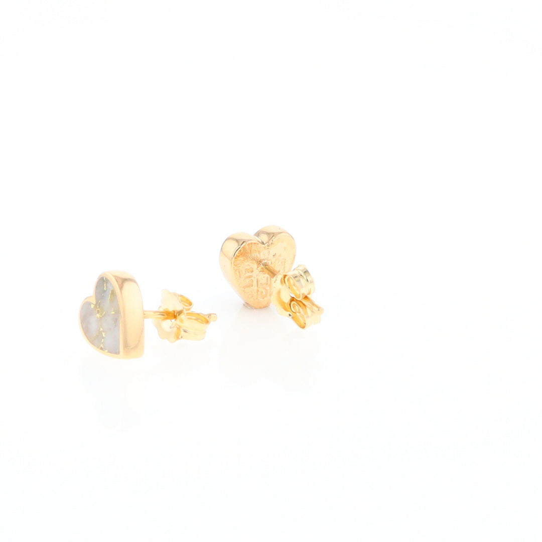 Gold Quartz Heart Stud Earrings - G2