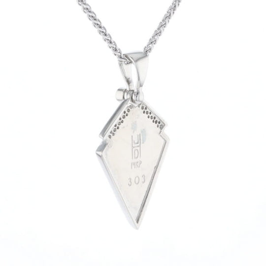 Sleeping Beauty Turquoise Kite Shaped Inlaid Pendant with 0.19ctw Diamonds