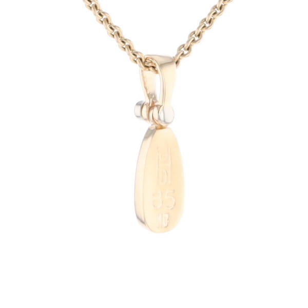Gold Quartz Necklace Pear Shape Inlaid Pendant with .02ct Diamond