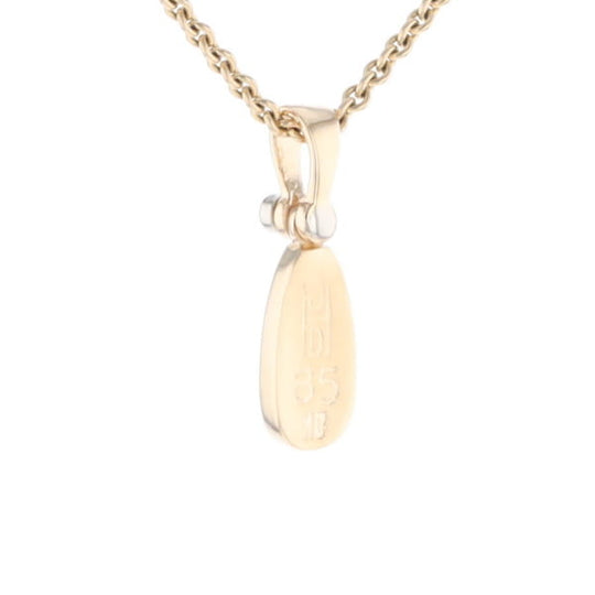 Gold Quartz Necklace Pear Shape Inlaid Pendant with .02ct Diamond