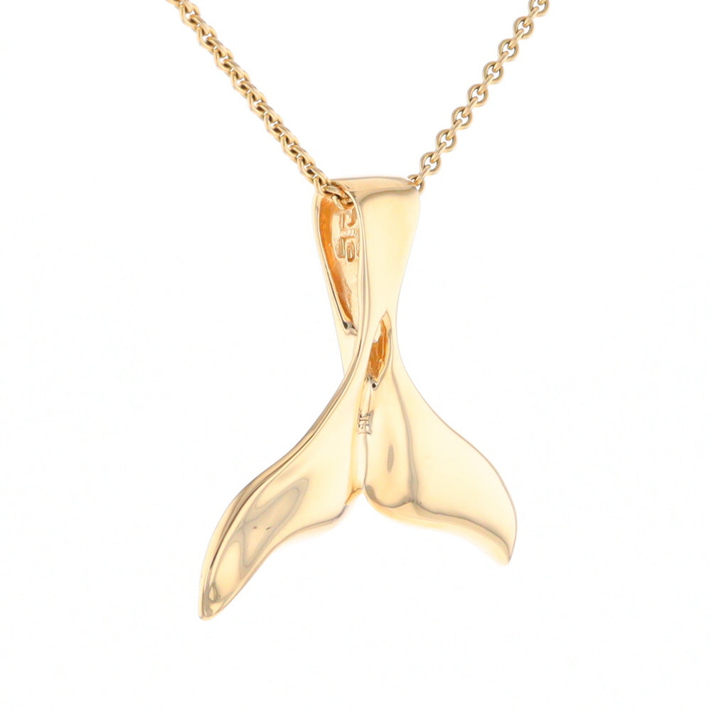 Whale Tail Natural Gold Quartz Single Side Inlaid Pendant