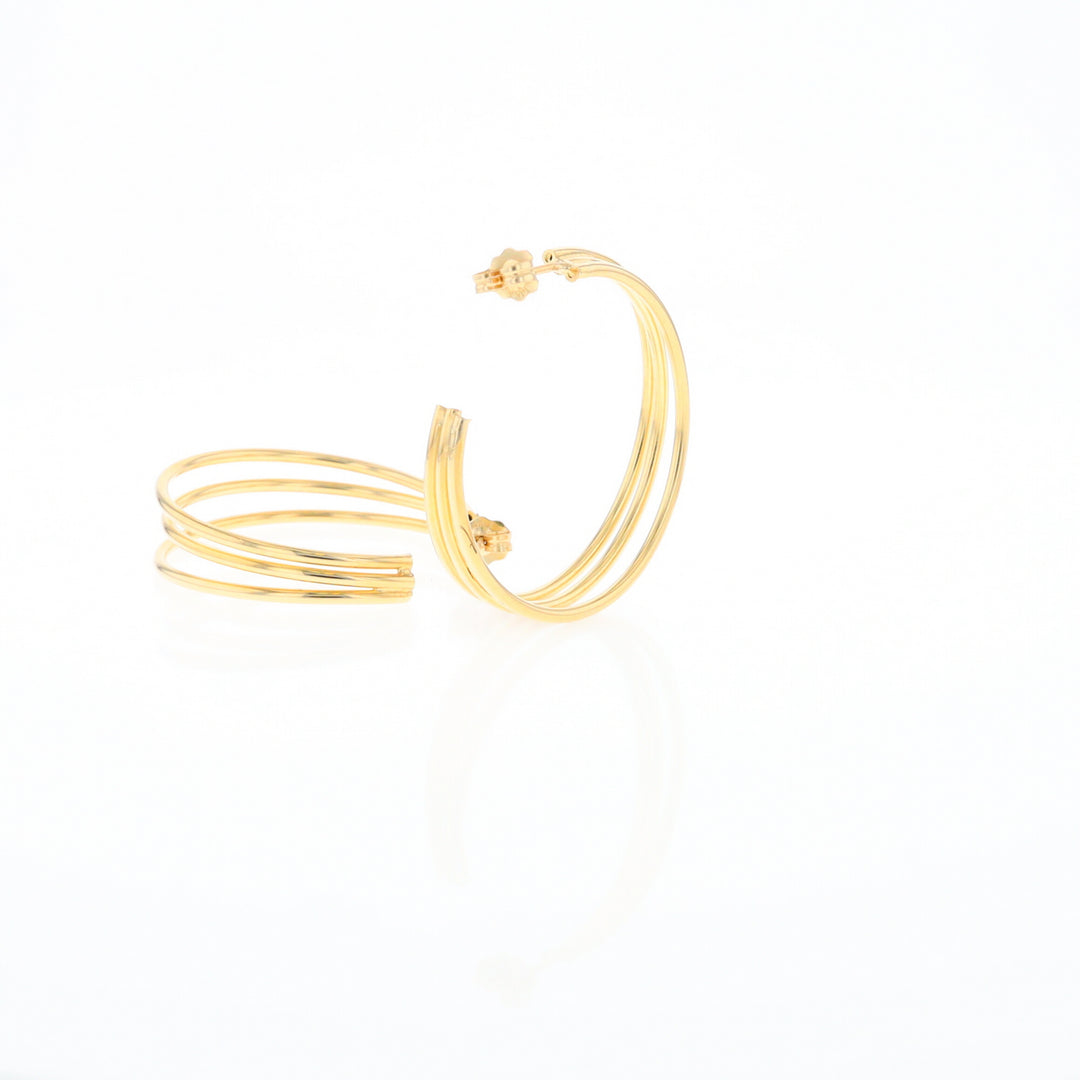 Three Bar Gold Hoop Earrings