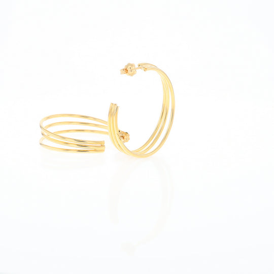 Three Bar Gold Hoop Earrings