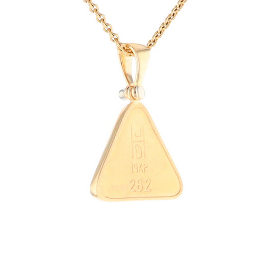 Gold Quartz Necklace Triangle Inlaid Pendant with .02ct Diamond