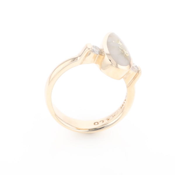 Gold Quartz Ring Pear Shape Inlaid with .18ctw Round Diamonds