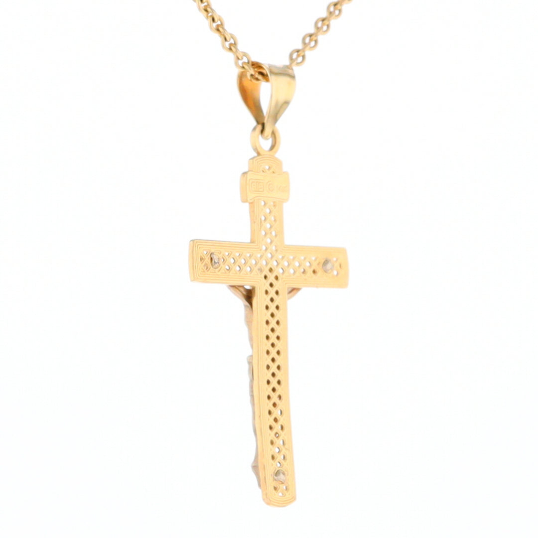 Two Tone Gold Crucifix Pendant