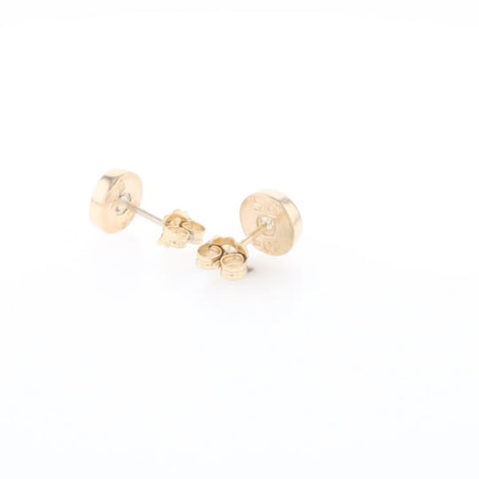 Gold Quartz Earrings Round Inlaid Studs