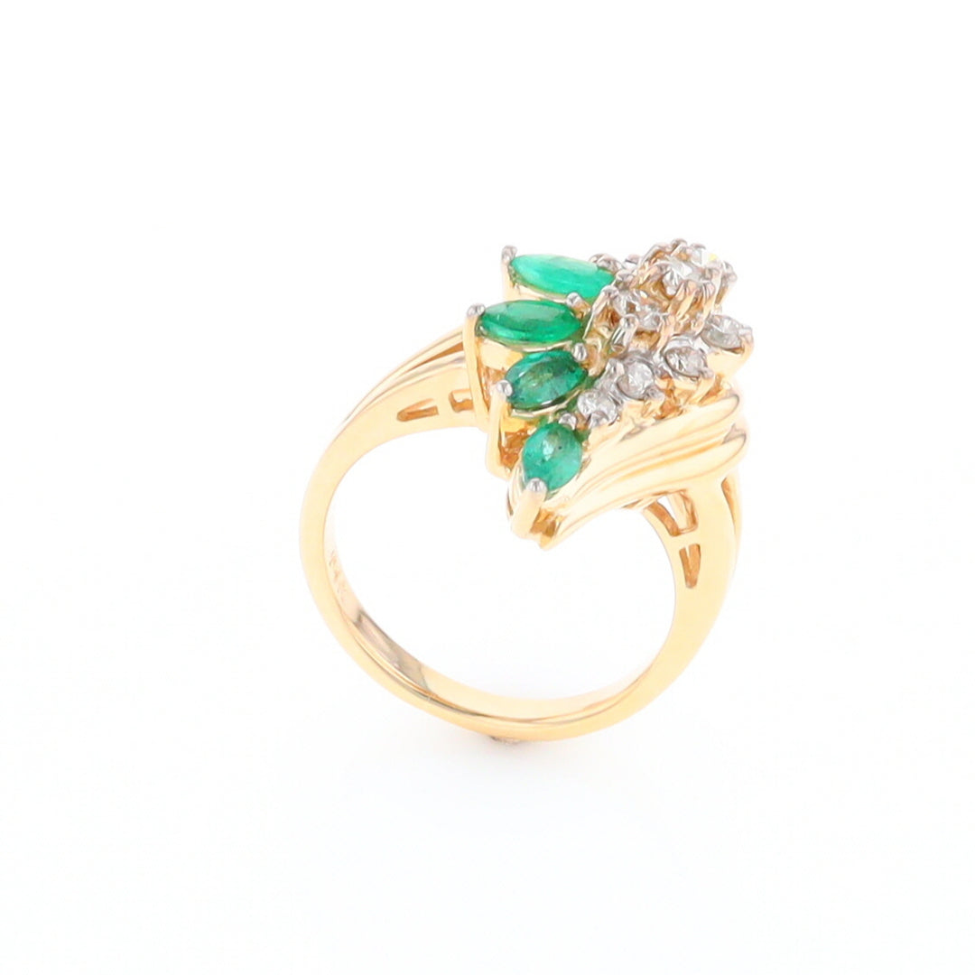 Emerald and Diamond Cluster Ring