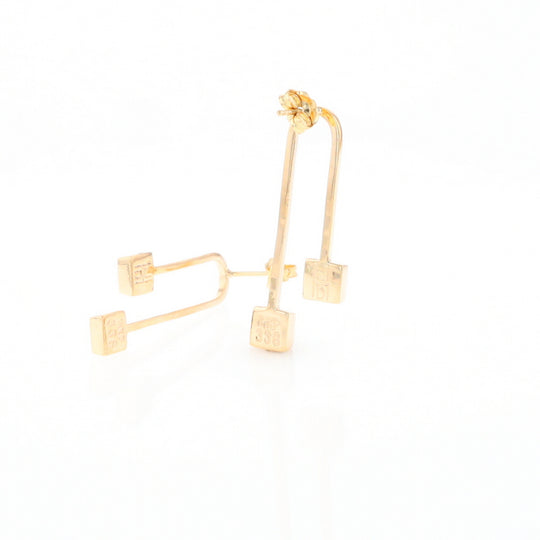 Gold Quartz Double Square Curved Bar Earrings - G2