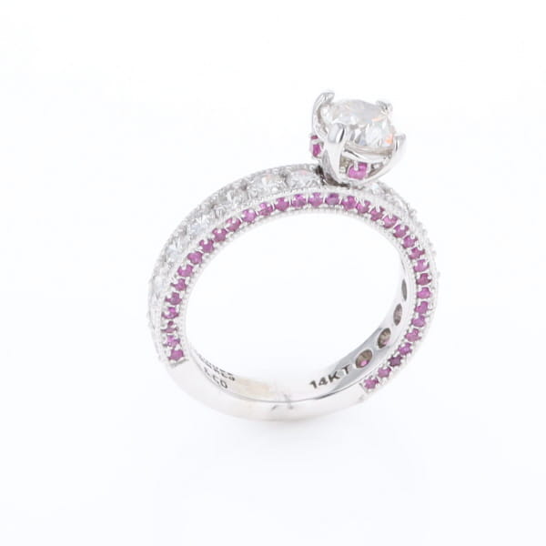 Diamond and Pink Sapphire Engagement Ring