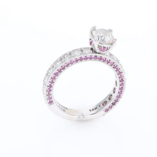 Diamond and Pink Sapphire Engagement Ring