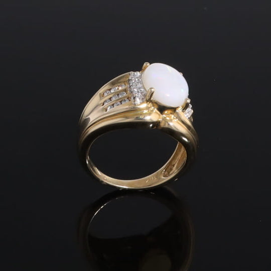 Opal Diamond Channels Ring