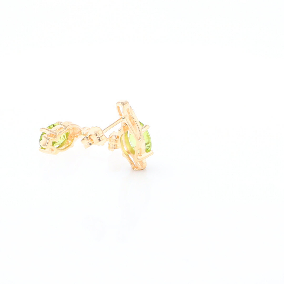 Peridot Ribbon Stud Earrings