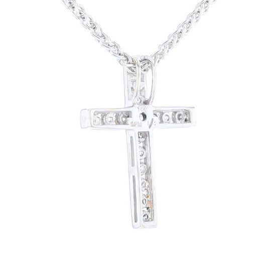 Channel Set Diamond Cross Pendant