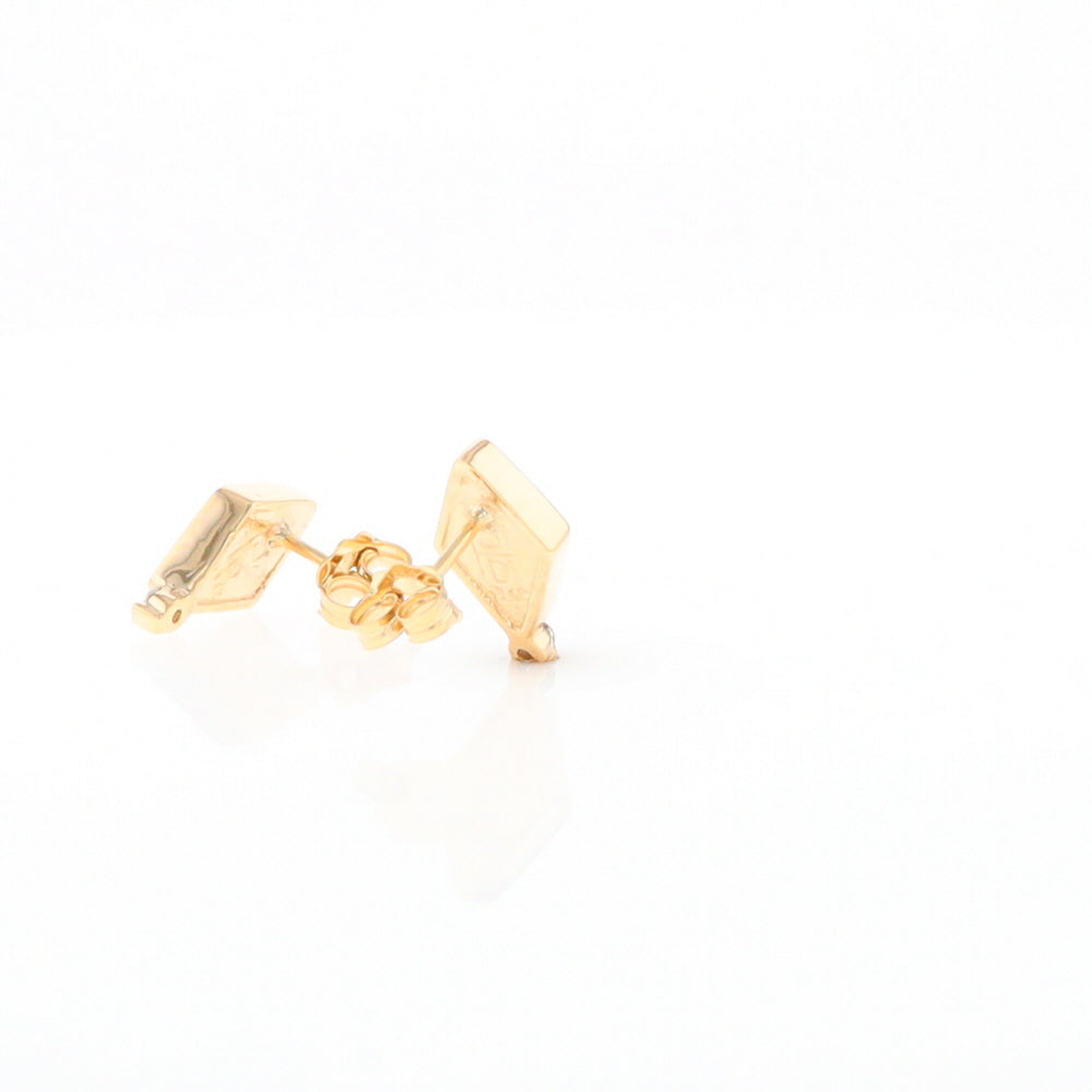 Diamond-Shaped Gold Quartz Inlaid Earrings - G2