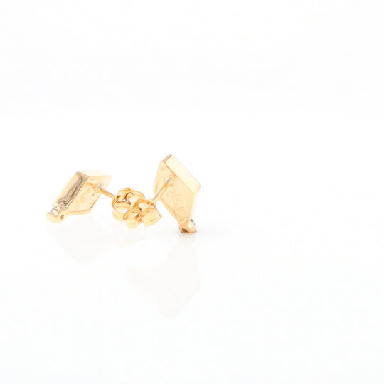 Diamond-Shaped Gold Quartz Inlaid Earrings - G2