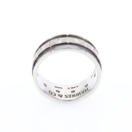 Contemporary Men's Comfort Fit Wedding Band With Diamonds