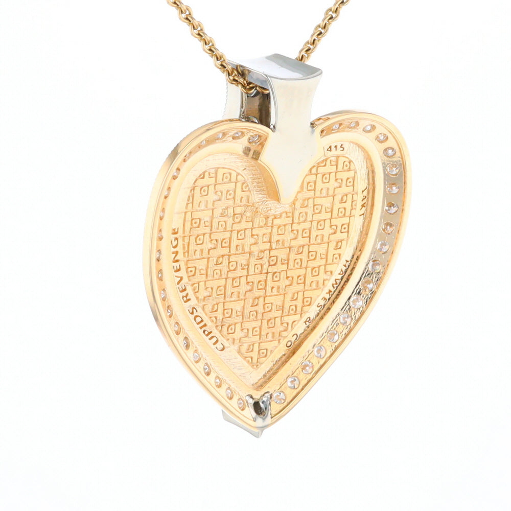 Gold Quartz Necklace Cupid's Revenge 2.24ctw Diamonds Heart Pendant (G1)