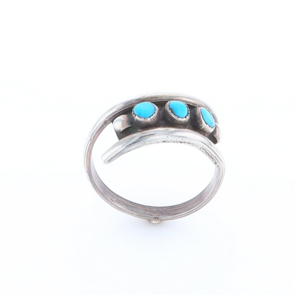 Round Turquoise Row Bypass Ring