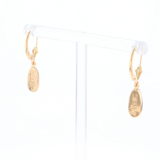 Gold Quartz Earrings Tear Drop Inlaid Lever Backs