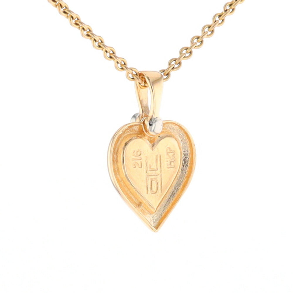 Gold Quartz Heart Shape Inlaid Pendant with .02ct Diamond