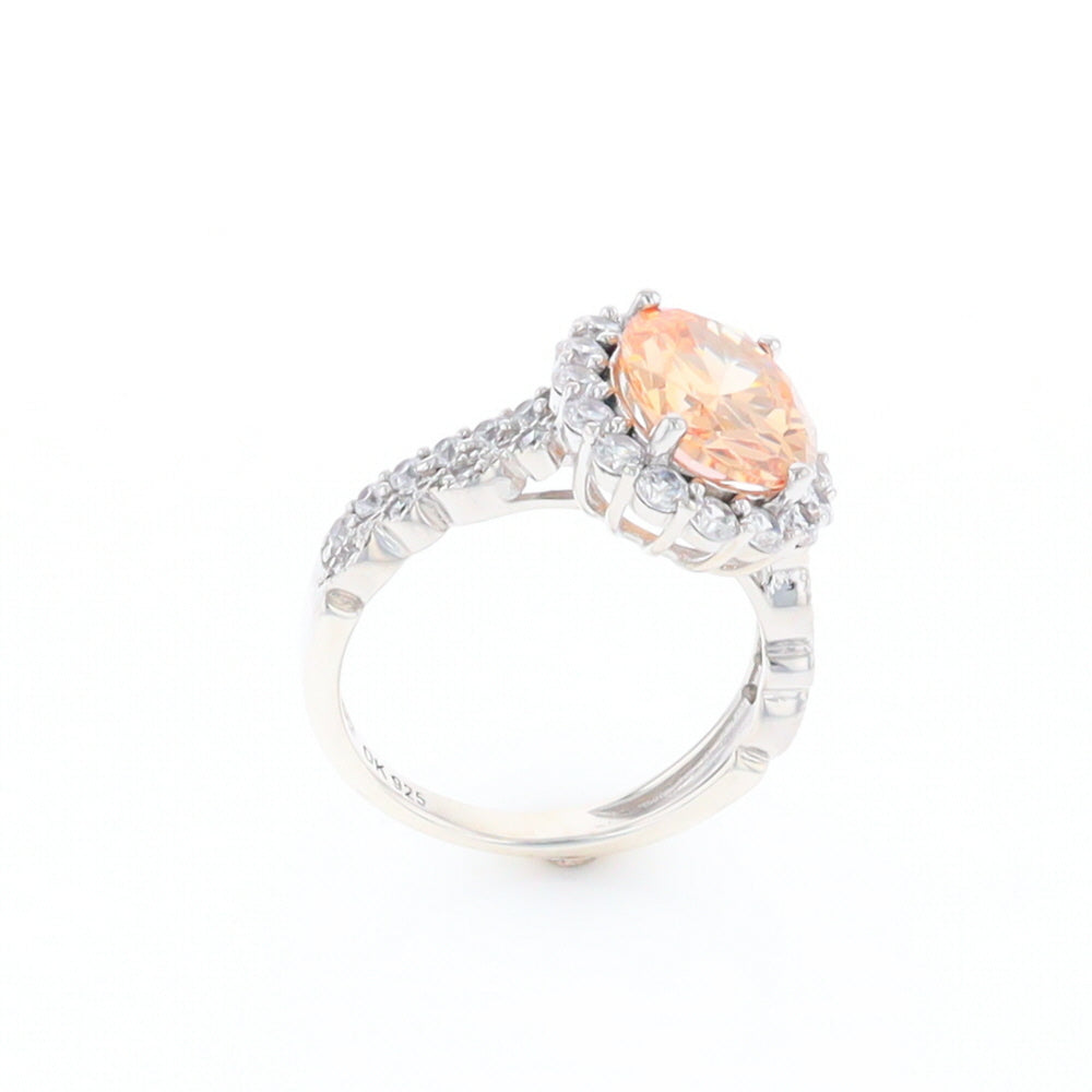 Peach Imitation Topaz Halo Ring