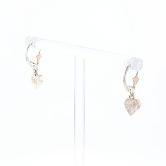 Silver Gold Quartz Inlaid Heart Earrings - G3