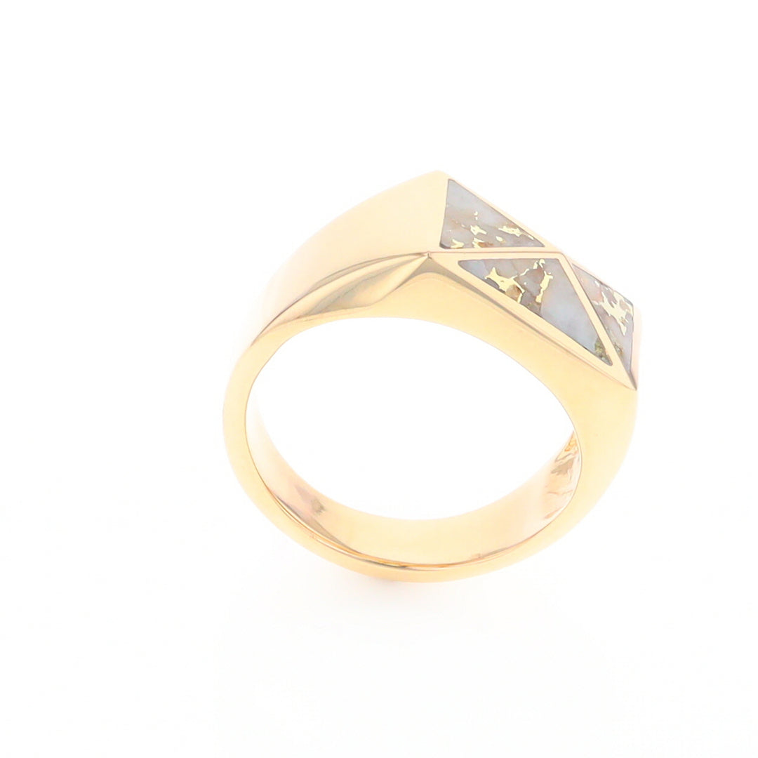 Four Section Gold Quartz Inlaid Men's Ring G2