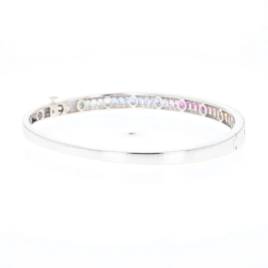 Multi-color Sapphire Cuff Bracelet with Diamond Accents
