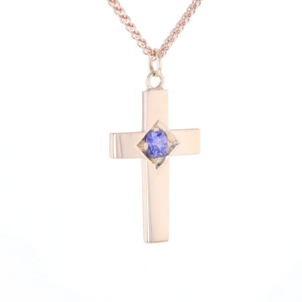 Cross Pendant with Purple Sapphire