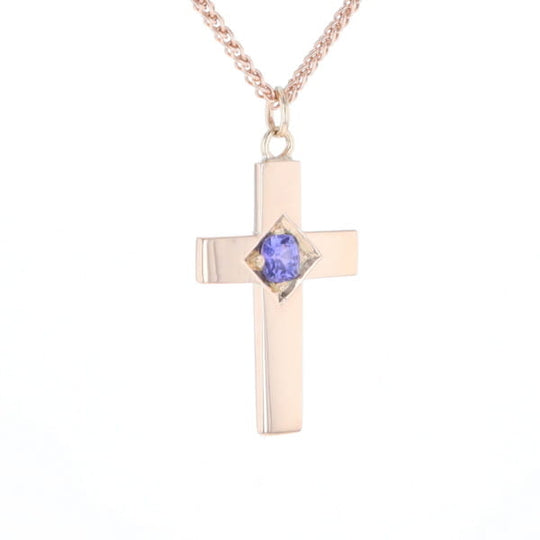 Cross Pendant with Purple Sapphire