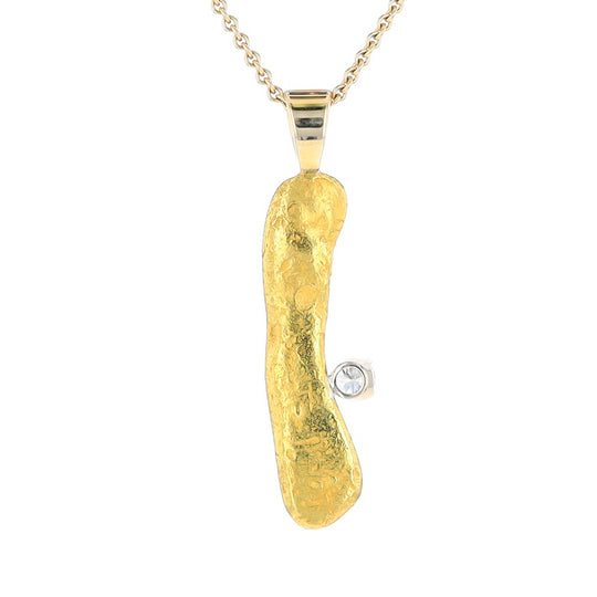 20K Natural Nugget Pendant with Diamond Accent