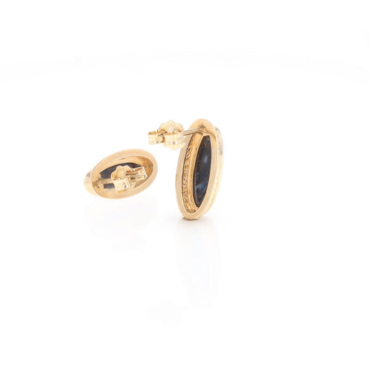 Natural pietersite oval inlaid milgrain earrings