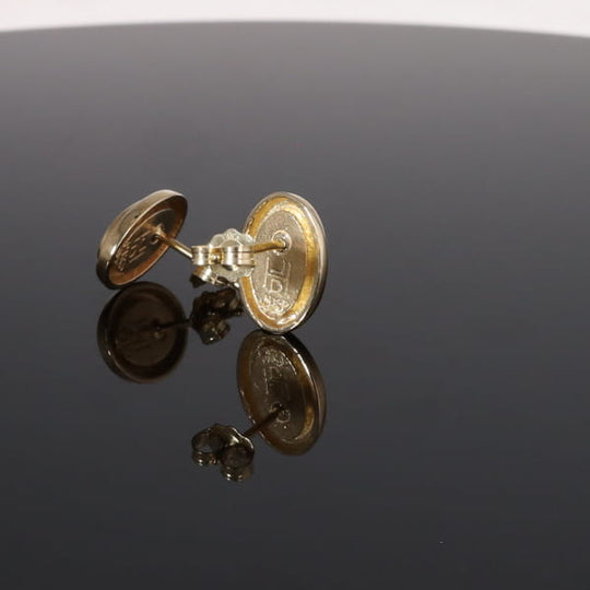 Opal Earrings Oval Inlaid Design Studs
