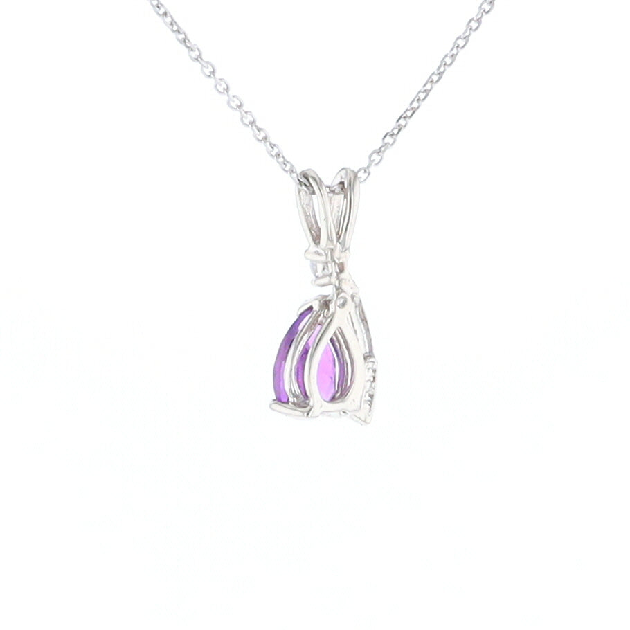 Amethyst Pear Ribbon Necklace