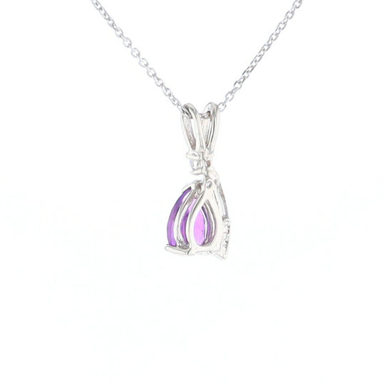 Amethyst Pear Ribbon Necklace