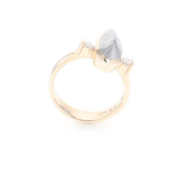 Meteorite Pear Shape Inlay Ring