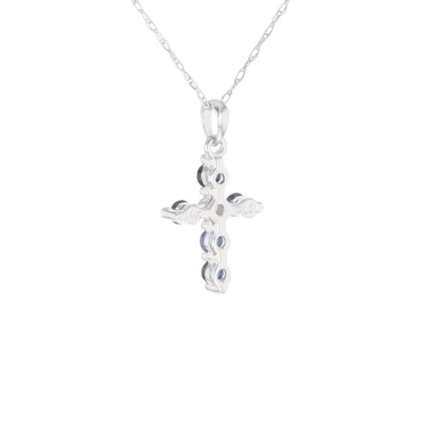Small Blue Sapphire Cross Pendant