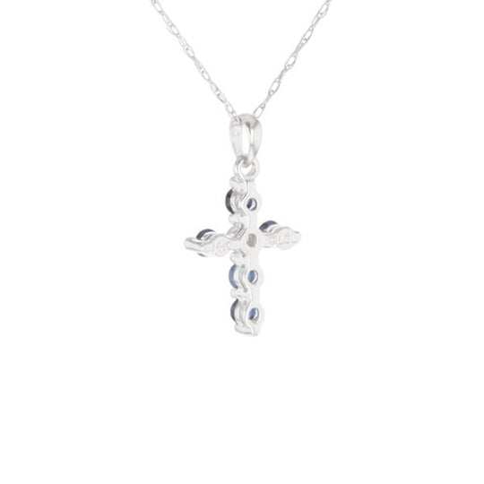 Small Blue Sapphire Cross Pendant