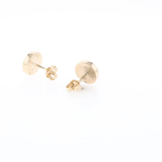 Gold Quartz Earrings 9mm Round Inlaid Studs - G2