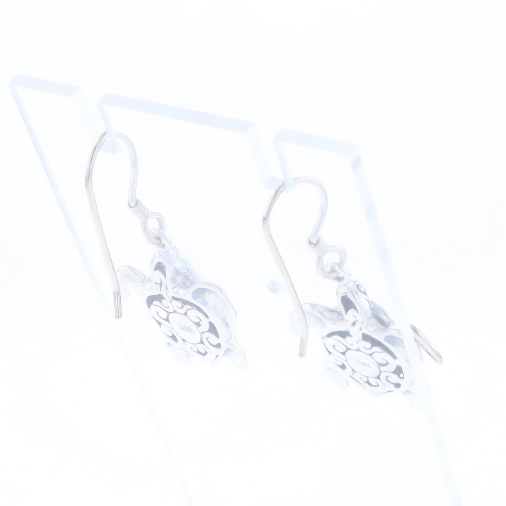 Silver Turtle Dangle Earrings