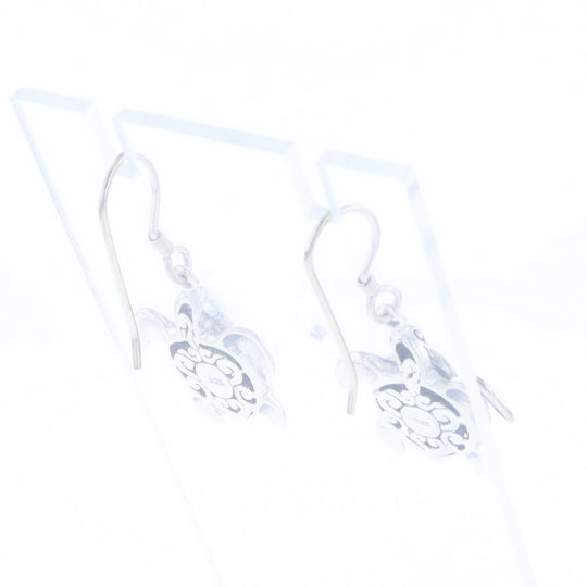 Silver Turtle Dangle Earrings